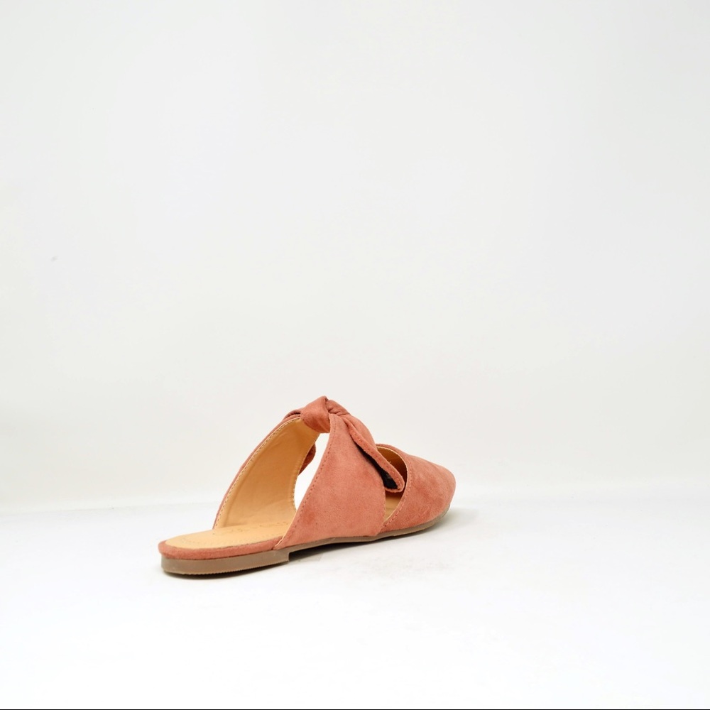 ⭐️ WOMENS POINTY TOE MAUVE SUEDE BOW FLATS - Picture 3 of 3